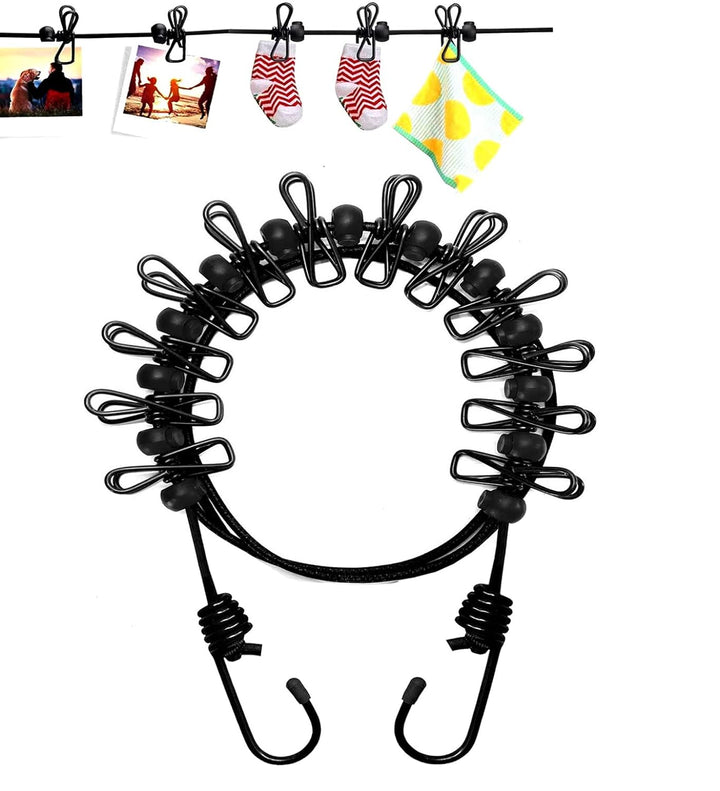Cloth Drying Rope with 12 clips + FREE Travel Shoe Bags