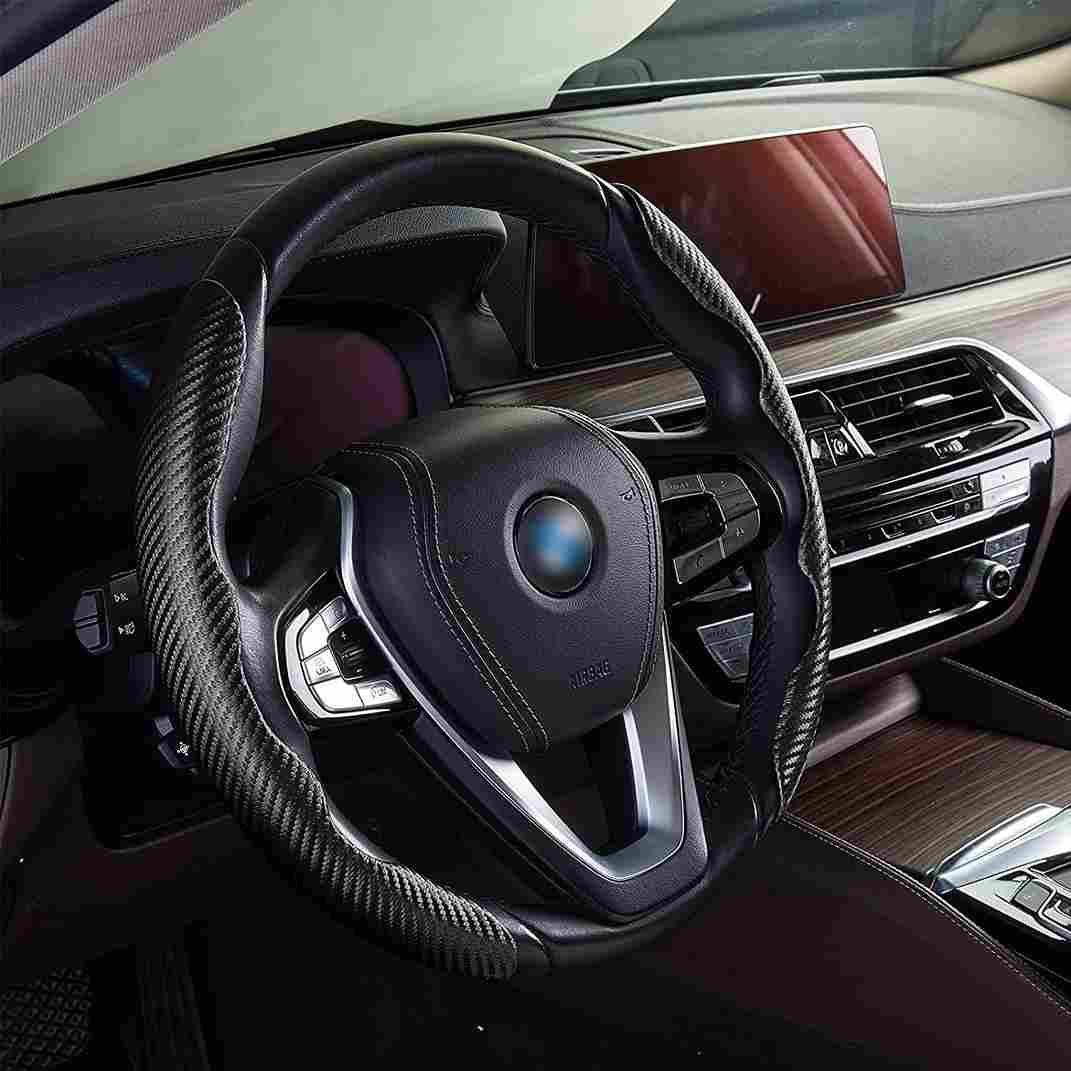New Carbon Fiber Steering Wheel Grip Cover for Cars (Universal Size)