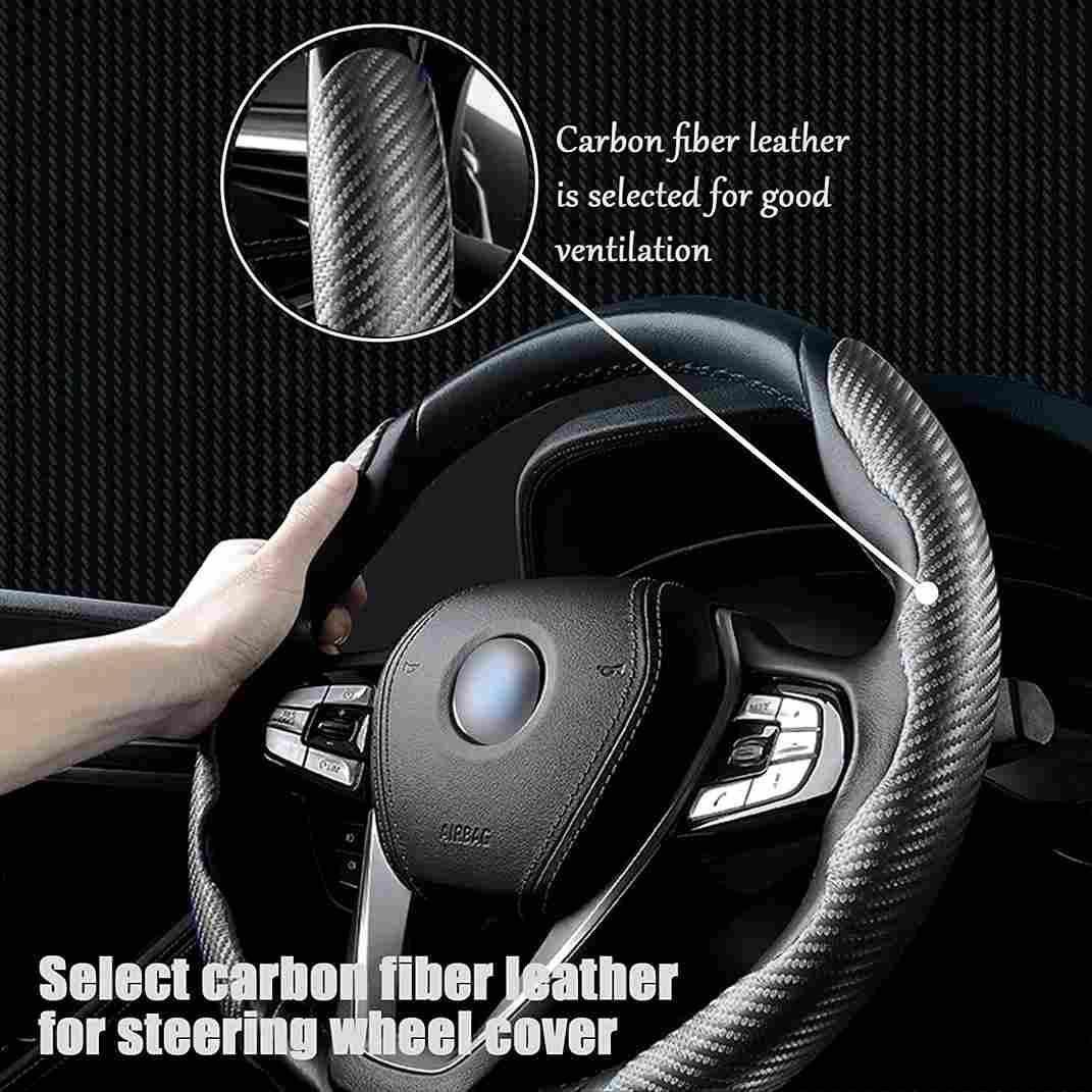 New Carbon Fiber Steering Wheel Grip Cover for Cars (Universal Size)