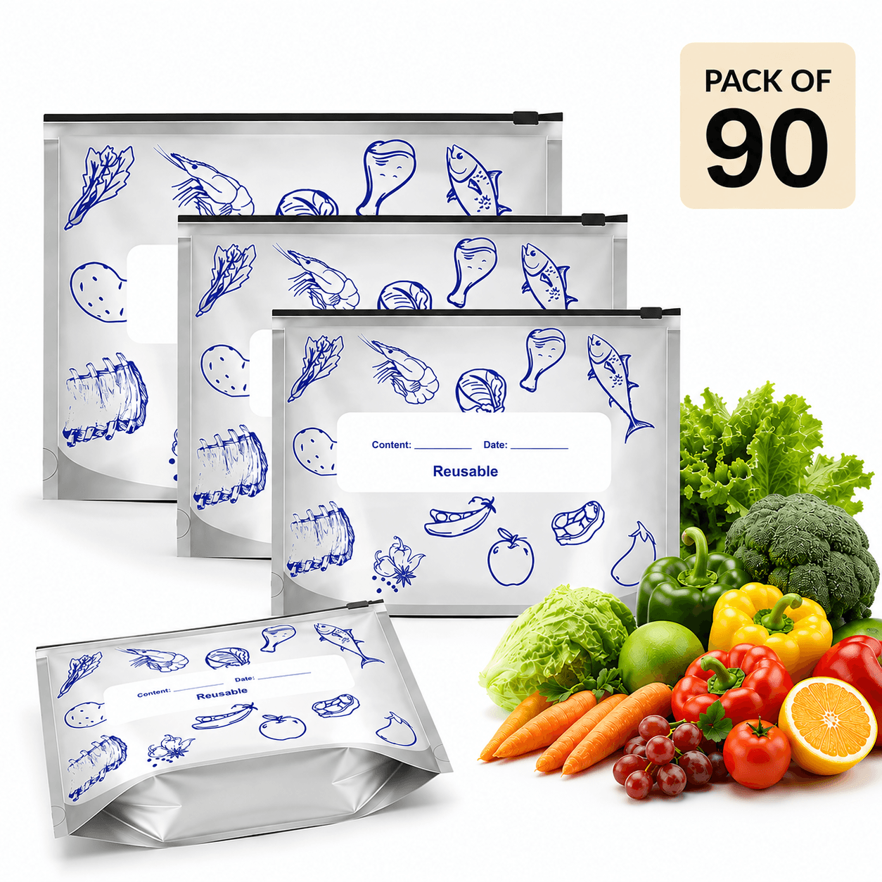 Reusable Aluminium Foil Bags ( 3 sizes )