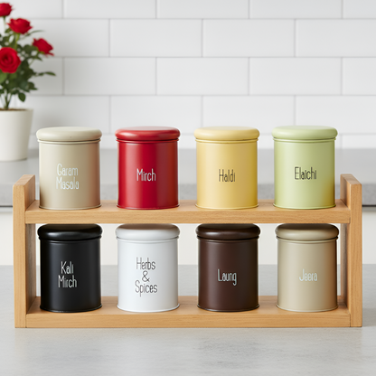 Metal Spice Jar Set Of 8 Pcs ( Each 300 ml )