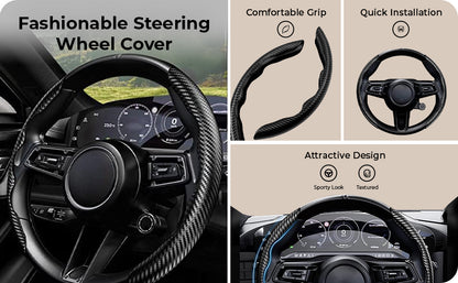 New Carbon Fiber Steering Wheel Grip Cover for Cars (Universal Size)