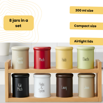 Metal Spice Jar Set Of 8 Pcs ( Each 300 ml )