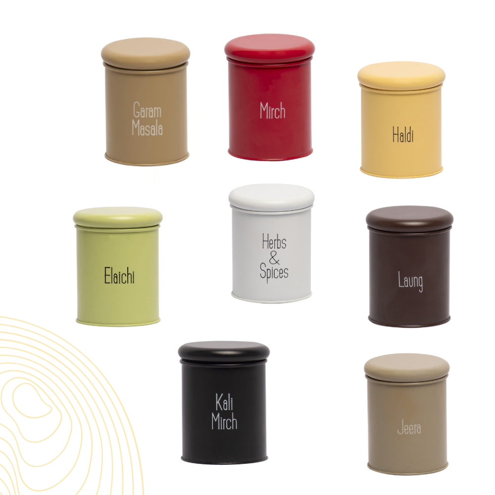 Metal Spice Jar Set Of 8 Pcs ( Each 300 ml )