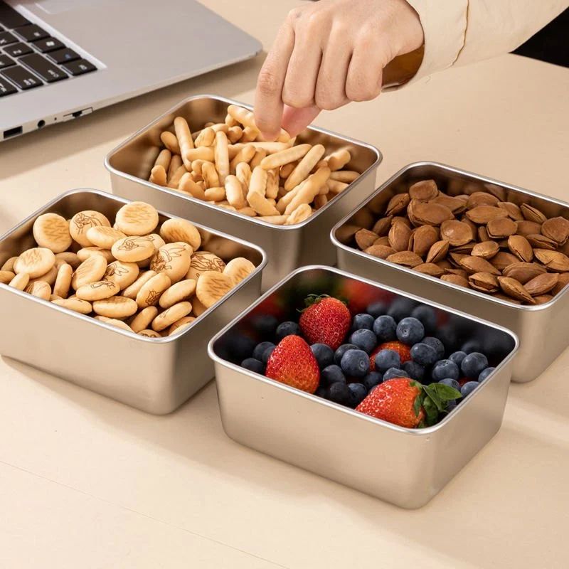 Steel Square Containers ( 6 pack, 650ml each )