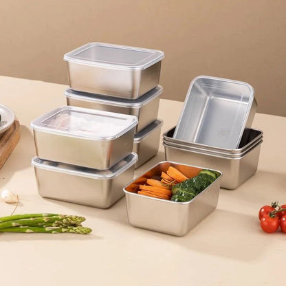 Steel Square Containers ( 6 pack, 650ml each )