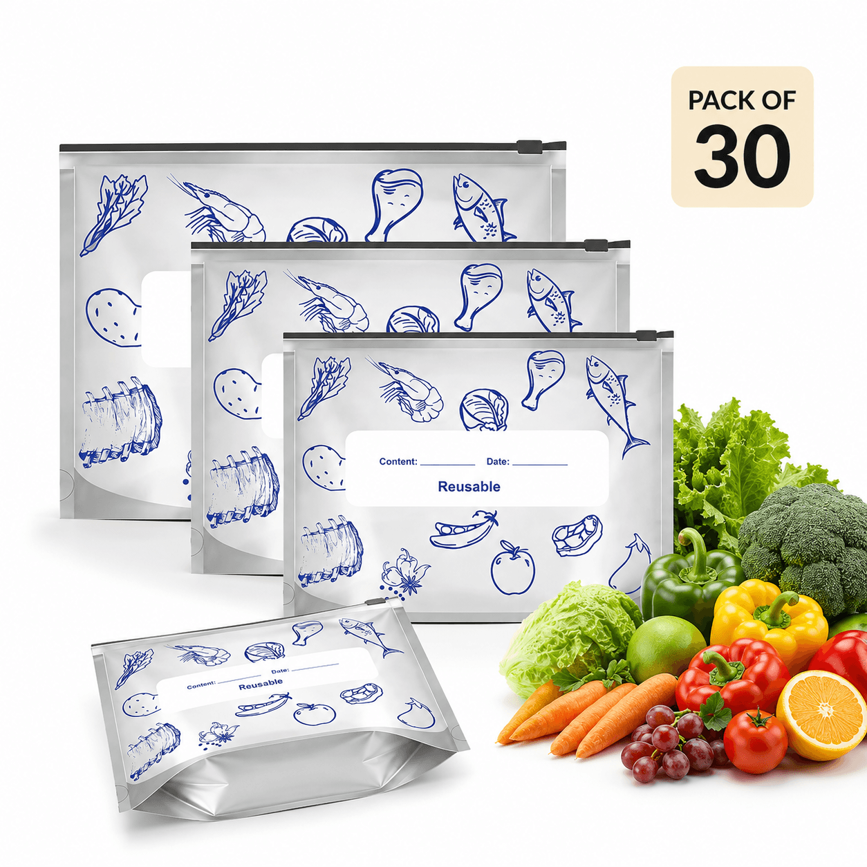 Reusable Aluminium Foil Bags ( 3 sizes )