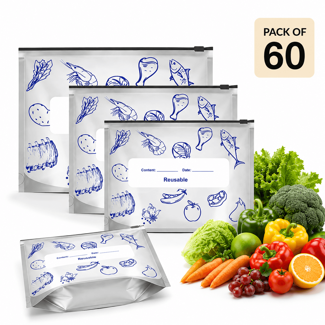 Reusable Aluminium Foil Bags ( 3 sizes )