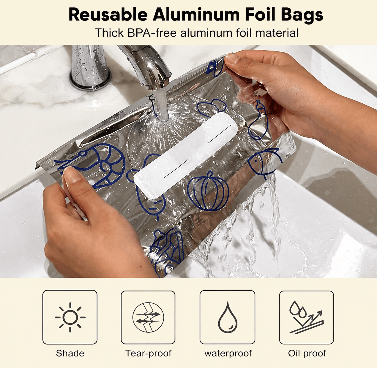 Reusable Aluminium Foil Bags ( 3 sizes )