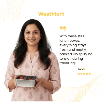 Steel Square Containers ( 6 pack, 650ml each )